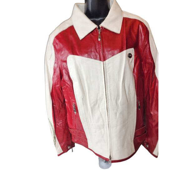 Hein Gericke Leather Motorcycle Jacket Size 14 Racing Quilted Lining Retro Biker - Picture 16 of 16